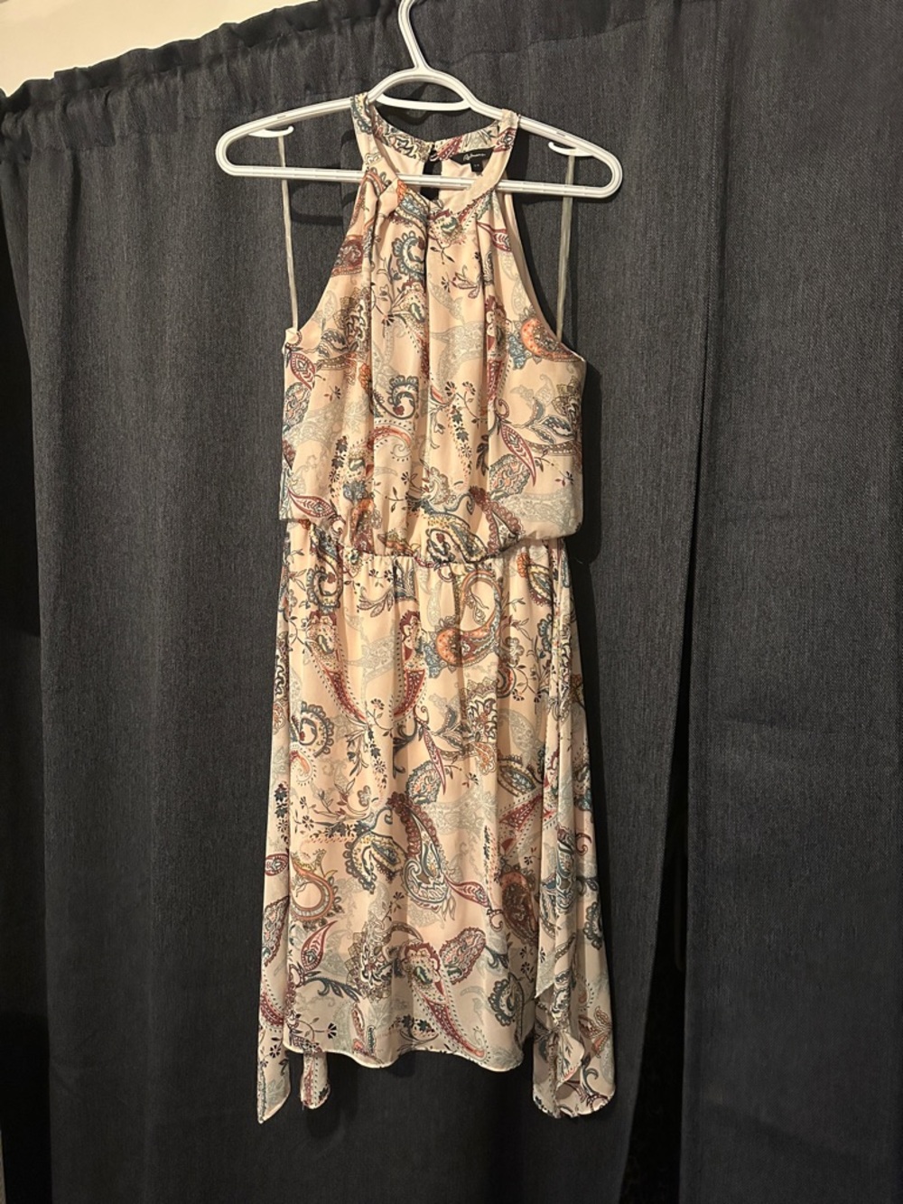 Paisley Halter Midi Dress in light blush